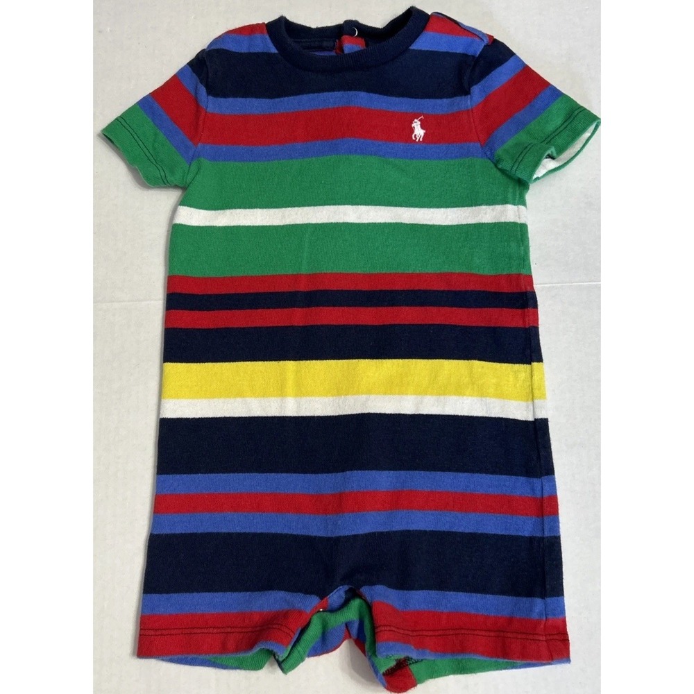 Baby Polo Ralph Lauren romper jumpsuit Colorblock Striped shortall 18 Months